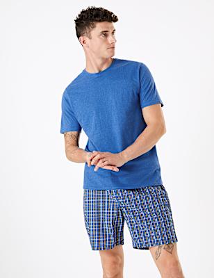 Cotton Mini Checked Pyjama Shorts Set