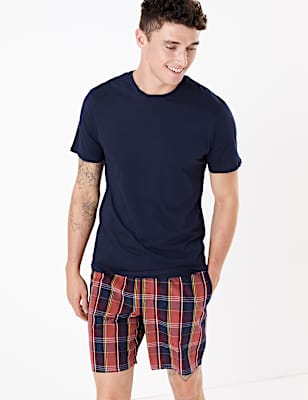 Pure Cotton Checked Pyjama Shorts Set
