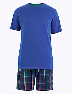 Pure Cotton Checked Short Pyjama Set