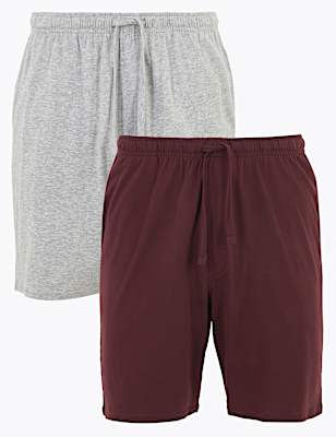 2 Pack Pure Cotton Jersey Pyjama Shorts