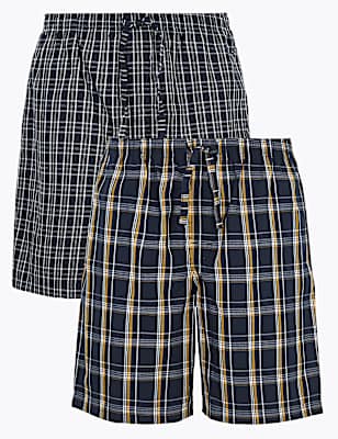 2 Pack Cotton Checked Pyjama Shorts