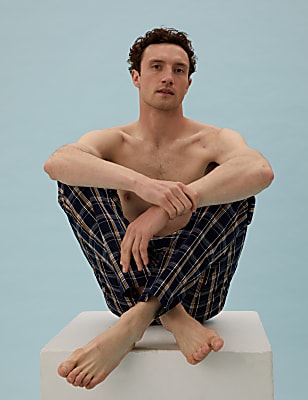 2 Pack Cotton Checked Pyjama Bottoms