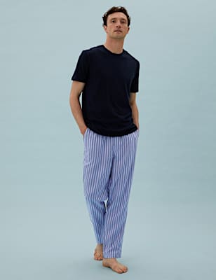 Cotton Striped Loungewear Bottoms