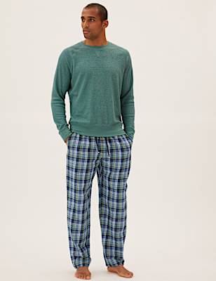 Pure Cotton Checked Loungewear Bottoms