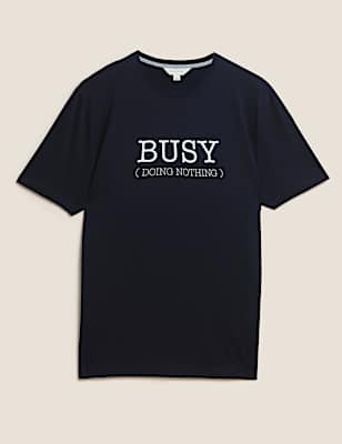 Pure Cotton Busy Slogan Loungewear Top