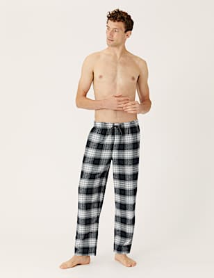 Brushed Cotton Checked Loungewear Bottoms