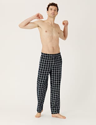 Pure Cotton Checked Loungewear Bottoms
