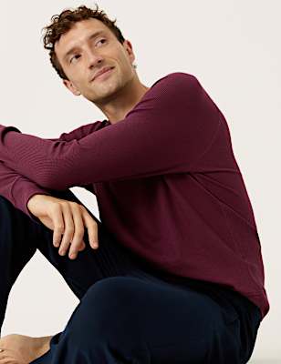 Cotton Blend Waffle Loungewear Top