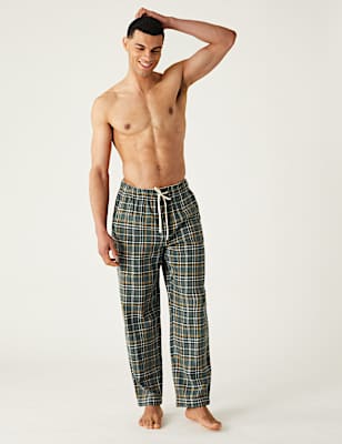 Pure Cotton Checked Loungewear Bottoms