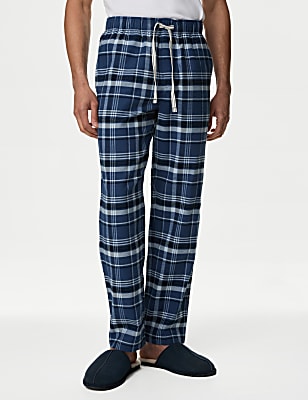 Pure Cotton Checked Loungewear Bottoms