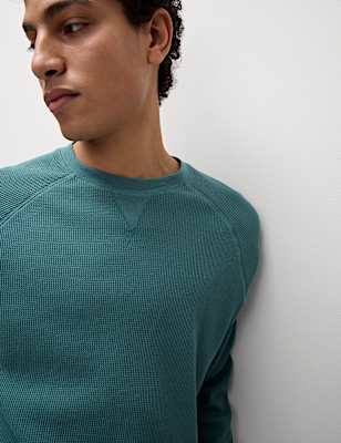 Pure Cotton Waffle Loungewear Sweatshirt