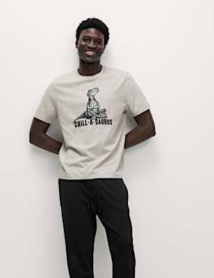Pure Cotton Dinosaur Graphic Pyjama Top