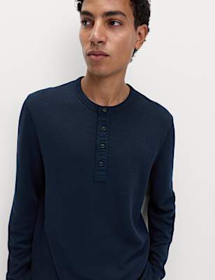 Cotton Rich Henley Loungewear Top