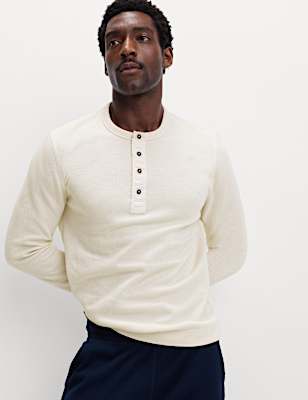 Cotton Rich Henley Loungewear Top