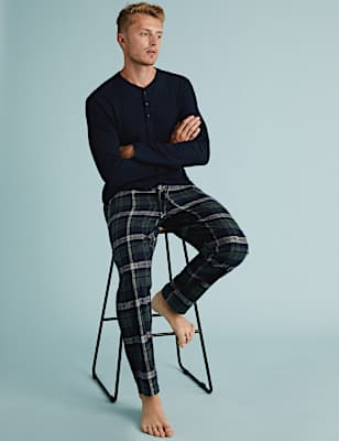2 Pack Pure Cotton Checked Pyjama Bottoms