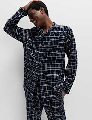Pure Brushed Cotton Checked Pyjama Set