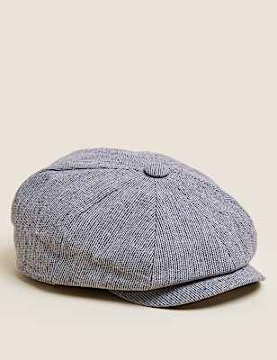 Linen Blend Textured Baker Boy Hat