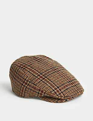 Pure Wool Checked Flat Cap with Stormwear&trade;