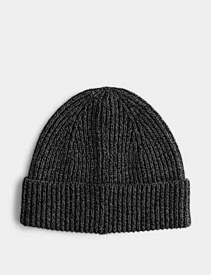 Ribbed Knitted Beanie Hat
