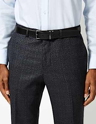 Leather Rectangular Buckle Reversible Belt