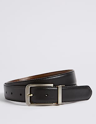 Leather Rectangular Buckle Reversible Belt