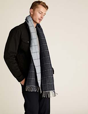 Reversible Windowpane Check Scarf