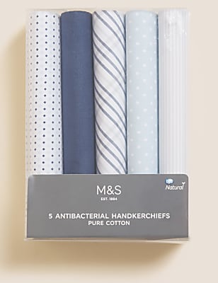 5pk Pure Cotton Handkerchiefs
