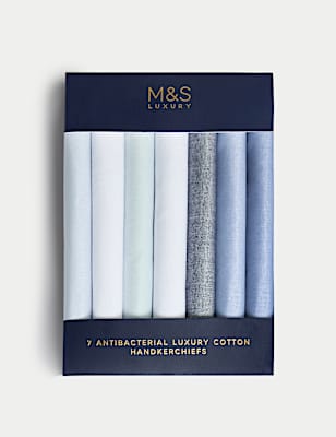 7pk Antibacterial Pure Cotton Handkerchiefs
