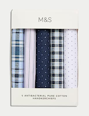 5 Pack Pure Cotton Patterned Handkerchiefs