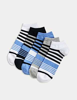5pk Cool & Fresh&trade; Striped Trainer Socks