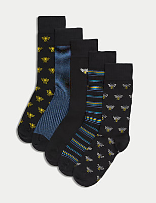 5pk Cool & Fresh&trade; Bee Cotton Rich Socks