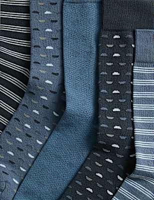 5 Pack Cool & Fresh Geometric Cotton Rich Socks