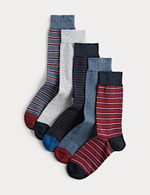 5 Pack Cool & Fresh&trade; Stripe Cotton Rich Socks