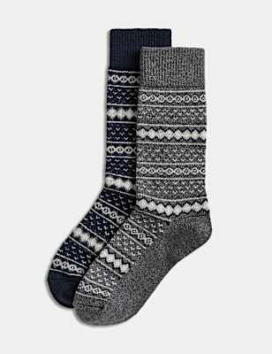 2pk Fair Isle Boot Socks
