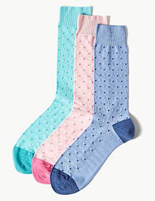 3 Pack Luxury Polka Dot Cotton Rich Socks