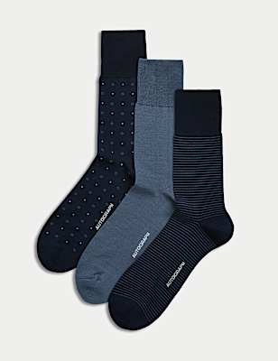 3pk Assorted Mercerised Cotton Rich Socks