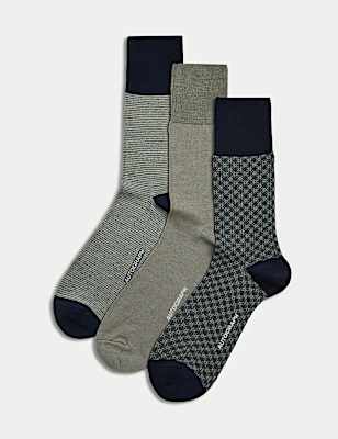 3pk Assorted Mercerised Cotton Rich Socks