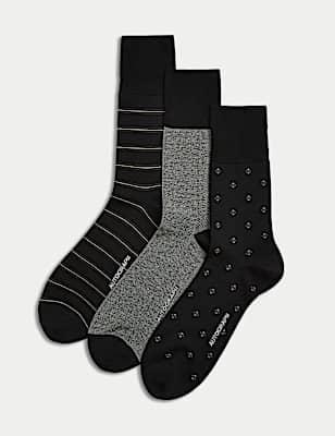 3pk Assorted Mercerised Cotton Rich Socks