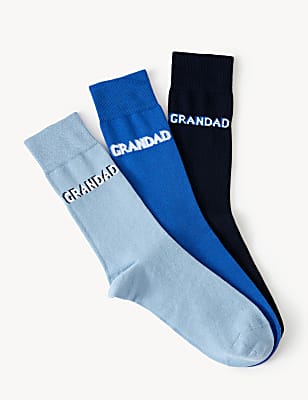 3pk Grandad Slogan Cotton Rich Socks