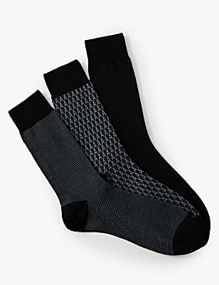 3pk Assorted Modal Pima Cotton Socks