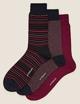 3pk Modal Pima Cotton Striped Socks