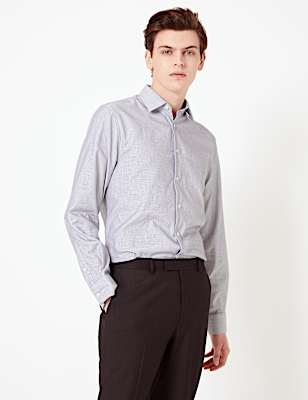 Slim Fit Easy Iron Shirt with Stretch