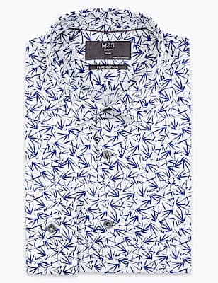 Slim Fit Bamboo Print Shirt
