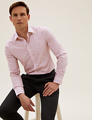 Slim Fit Pure Cotton Floral Shirt