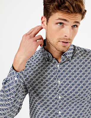 Slim Fit Pure Cotton Printed Shirt