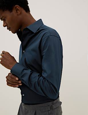 Slim Fit Cotton Rich Stretch Shirt