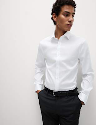 Slim Fit Easy Iron Pure Cotton Textured Shirt