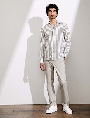 Cotton And Linen Striped Shirt