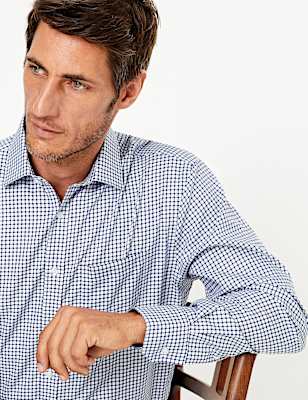 Regular Fit Checked Twill Non-Iron Shirt