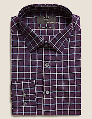Tailored Fit Pure Cotton Twill Check Shirt